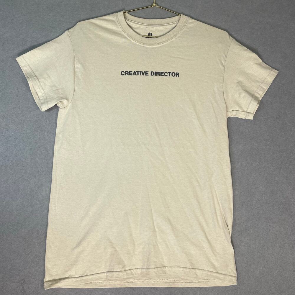 Goodie Two Sleeves Creative Director Graphic T Shirt Small Beige Cotton